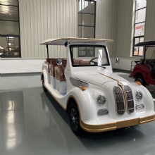 White classical luxury 11-seat vintage electric sightseeing car